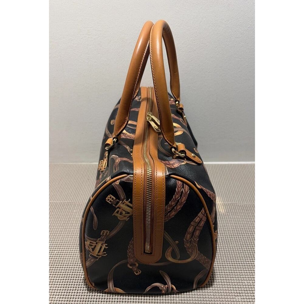 Ralph Lauren Black Belting Print Equestrian Satchel - Picture 5 of 13